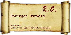 Rozinger Oszvald névjegykártya